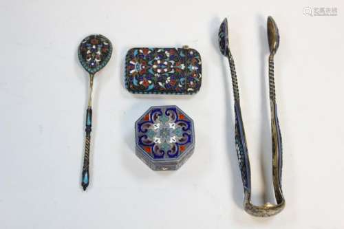 4 Pics Russian Enamel Box and Spoon