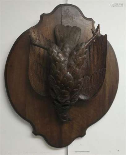 Trophée de chasse à la perdrix Bois sculpté H. 51 …