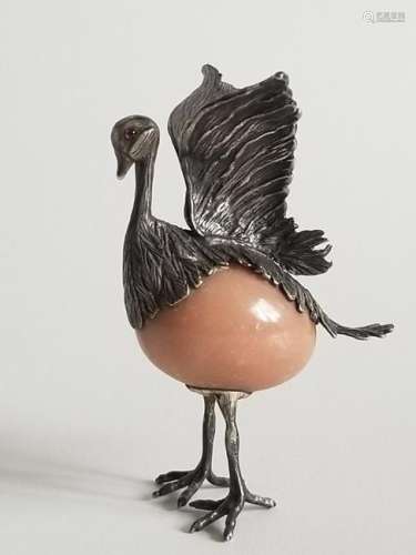 Antique Sterling and Agate Bird