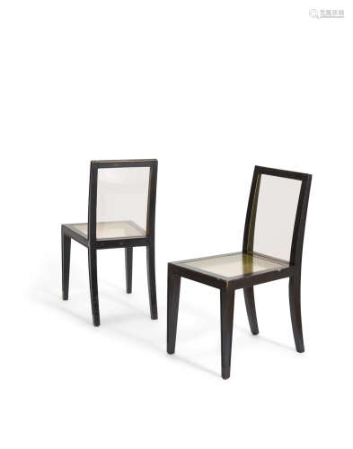 Pair of Custom Side Chairscirca 2001ebonized wood, plexiglasheight 31 3/4in (80.6cm); width 15 1/2in (39.3cm); depth 21in (53.3cm)  Philippe Starck (born 1949)