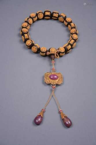 Qing Chinese 18 Agarwood Beads Bracelet