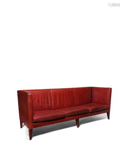 Custom Three Seat Sofacirca 2001stained alder wood, ostrich leather by Edelmanheight 34 1/2in (87.6cm); width 91in (231.1cm); depth 29 1/2in (74.9cm)  Philippe Starck (born 1949)