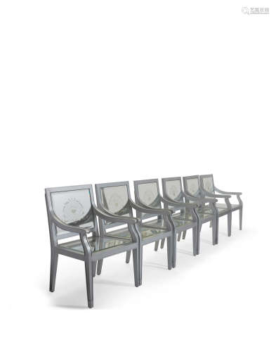 Group of Six Custom Armchairscirca 2001silvered maple, mirrored glassheight 36in (91.4cm); width 25in (63.5cm); depth 21 1/2in (54.6cm)  Philippe Starck (born 1949)