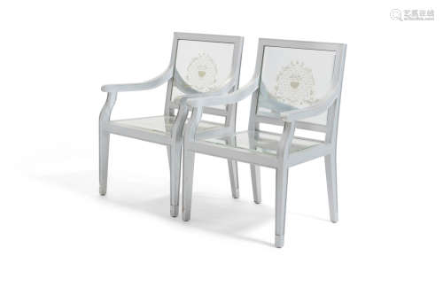 Pair of Custom Armchairscirca 2001silvered maple, mirrored glassheight 36in (91.4cm); width 25in (63.5cm); depth 21 1/2in (54.6cm)  Philippe Starck (born 1949)