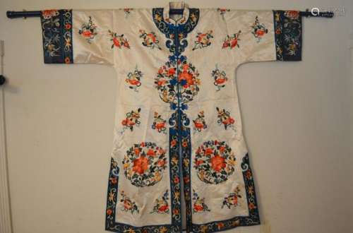 Chinese Embroidered Woman w/ Swords Silk  Jacket