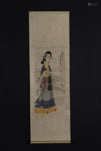 Chinese Ink&Color Scroll Painting w Red Seal