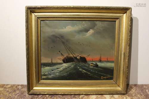 Oil on Canvas of Sailing Ship