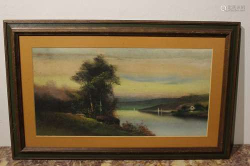 Hand Painted River Scene,Signed