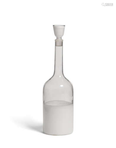 Bottle with Stoppercirca 1955for Venini, incalmo glass, Venini label on underside, together with a compote by Paolo Veniniheight of white and clear glass bottle with stopper 10 3/8in (21.3cm); diameter 3in (7.6cm)  Gio Ponti (1891-1979)