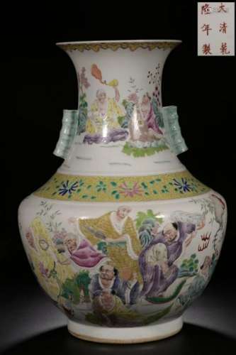 Late Qing Chinese Famille Rose Porcelain Vase,Mark
