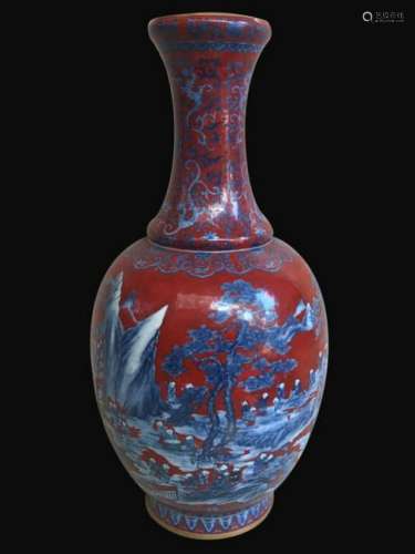 Large Chinese Famille Rose Porcelain Vase,Mark