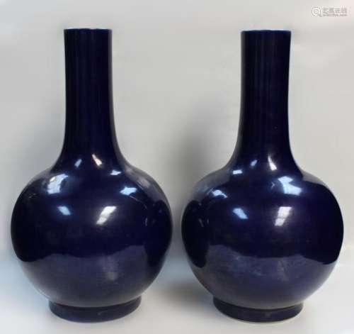 Pair of 19th.C Chinese Blue Glazed Vases