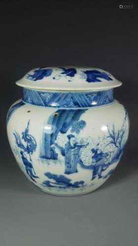 Chinese Blue and White Porcelain Cover Jar