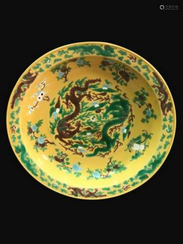 Chinese Yellow Ground Porcelain Charger