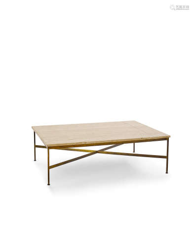 Coffee Table1950stravertine, brassheight 15 1/4in (38.7cm); width 48in (121.9cm); depth 36in (91.4cm)  Paul McCobb (1917-1969)