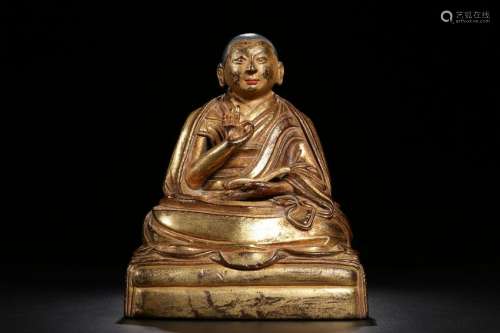 Ming Chinese Tibetan Gilt Bronze 5th Dalai Lama