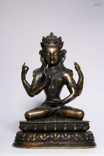 Late Qing Chinese Four Arms Buddha