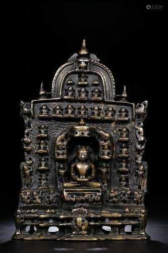 19th.C Indian Bronze Plaque w Buddha