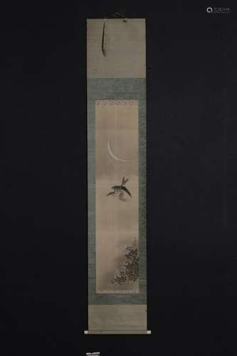 Chinese Ink&Color Birds&Flowers Scroll Painting