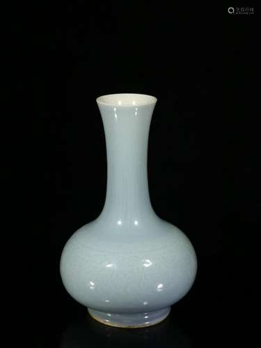 Republican Chinese Longneck Sky Blue Glazed Vase