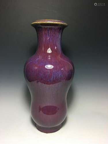 Chinese Purple Glazed Porcelain Vase,Mark