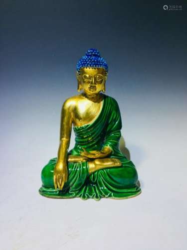 Chinese Gilt Porcelain Buddha,Mark