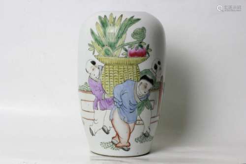 Republican Chinese Porcelain Vase w Calligraphy