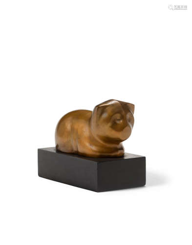 Catcirca 1960patinated bronze, stamped 'Bufano' on bronze sculpture, stamped 'AP' on underside of wooden baselength 9in (22.9cm); width 4 1/4in (10.8cm); height 5in (12.7cm)  Beniamino Benvenuto Bufano (1898-1970)