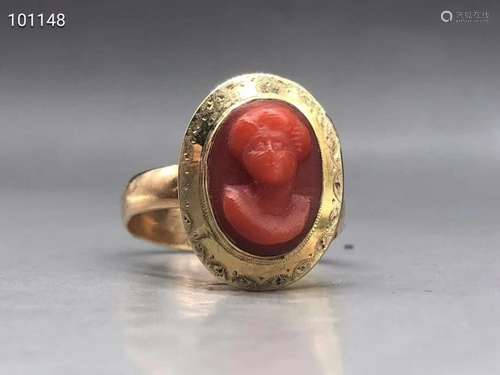 14K Gold Coral Ring