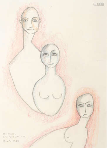 The Woman Who Was Jealous1985colored pencil and graphite on paper, signed 'Beato', dated '1985' and titled lower left11 3/4 x 8 1/2in (29.8 x 21.6cm)  Beatrice Wood (1893-1998)