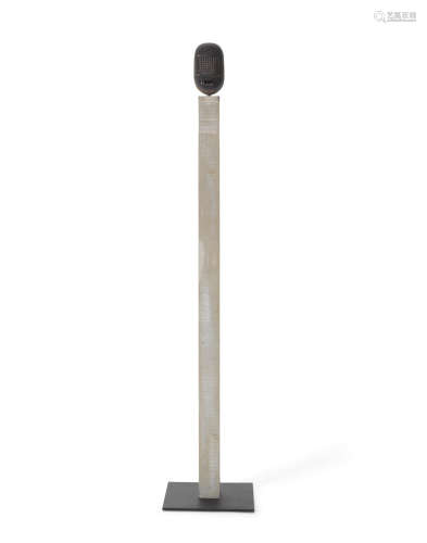 Head on Pedestal #121998cast glass, wood, metal base, base marked '8BVAUIV 979262 7/8' in black inkheight overall 73 3/4in (187.3cm); width of base 14in (35.5cm); depth 13 3/4in (34.9cm)  Bertil Vallien (born 1938)