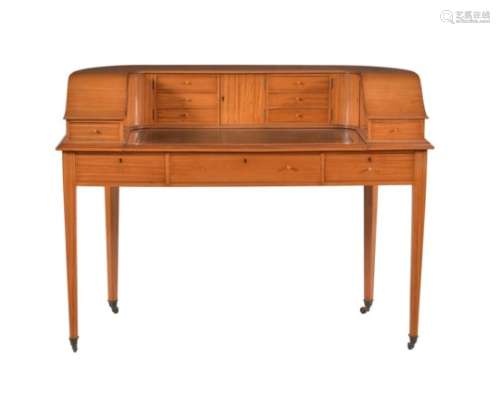 An Edwardian satinwood Carlton House desk