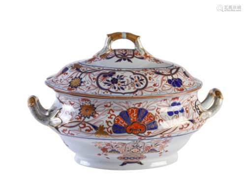 A Spode Stone China two-handled Imari pattern oval soup tureen and cover