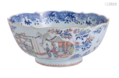 A Chinese lobed famille rose export bowl