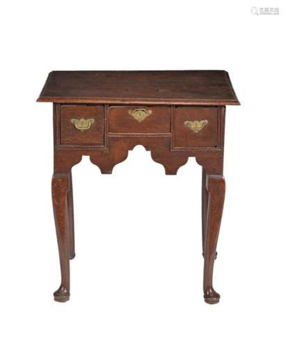 An oak rectangular side table, early 18th century and later