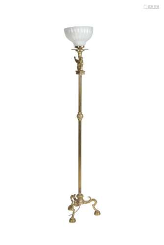 A gilt metal standard lamp in the manner of Pompeian Revival examples by Chiurazzi of Naples