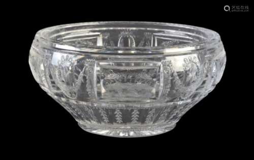 A Stourbridge clear glass cut, engraved and polished 'rock-crystal' style vase