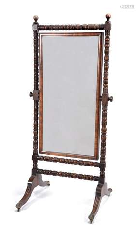 A Regency mahogany cheval mirror