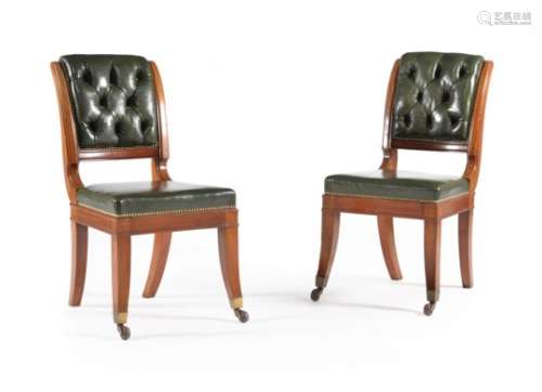 A set of six Victorian mahogany and leather chairs