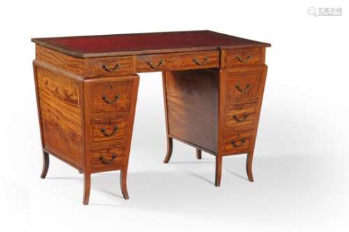 ϒ A satinwood and tulipwood banded desk