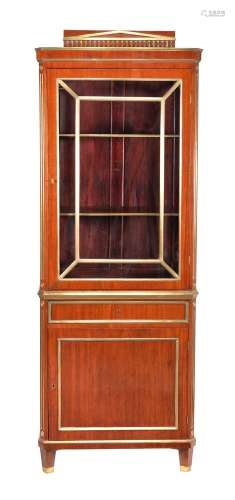 A French mahogany and gilt metal inlaid and mounted vitrine