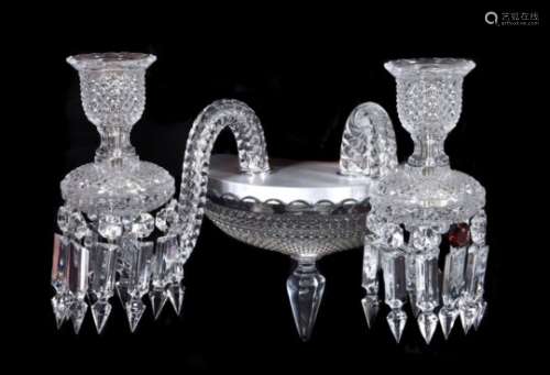 Baccarat, Zenith Comete, a cut and moulded glass twin light wall appliqué