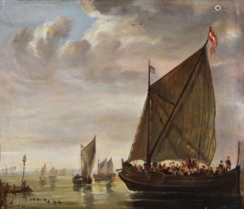 Dutch School (19th century), Shipping on the Scheldt