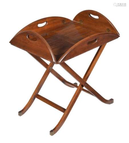 A mahogany butler’s tray on stand