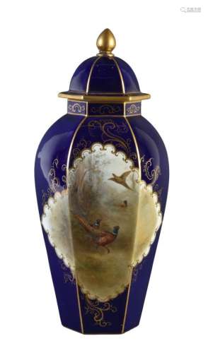 A Grainger's Worcester blue-ground and gilt vase