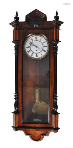 ϒ A Vienna style rosewood, walnut, and parcel ebonised regulator wall timepiece