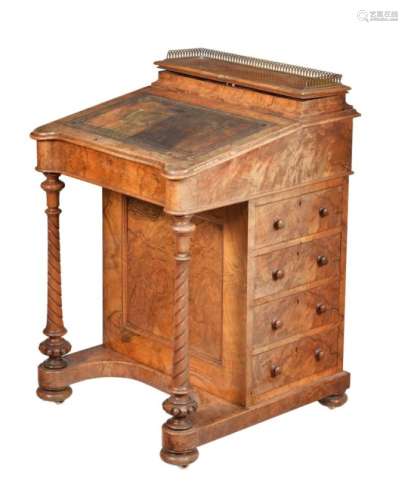 A Victorian walnut Davenport