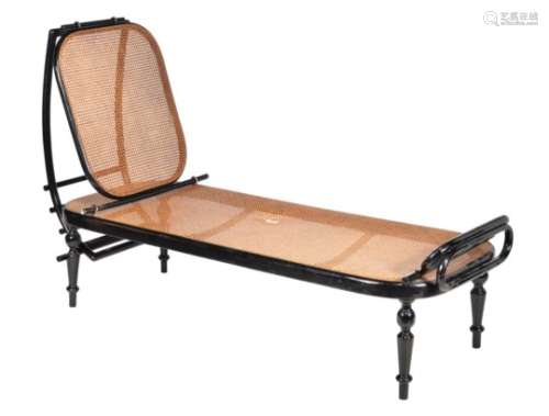 Gebruder Thonet, Vienna, an ebonised bentwood and caned day bed