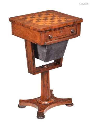 ϒ A George IV rosewood work and games table