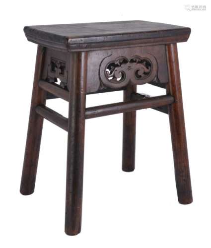 A Chinese hardwood, probably Elm, stool